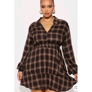 Fashion Nova Mimmie Plaid Mini Dress Size L